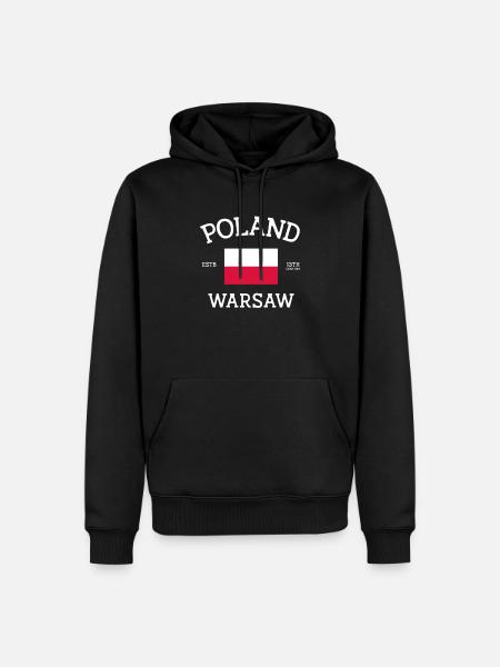 Pologne - Sweat à capuche Premium bio Homme - noir