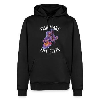 Combat de poissons Betta - Sweat à capuche Premium bio Homme - noir - Devant - Nico (187cm)