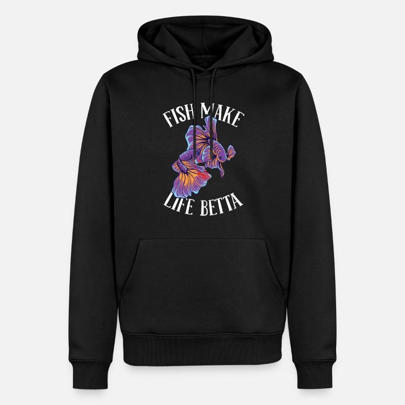 Combat de poissons Betta - Sweat à capuche Premium bio Homme - noir