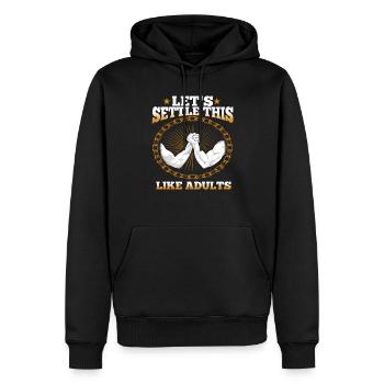 Armdrücken - Männer Premium Bio Hoodie - Schwarz - Vorne - Nico (187cm)