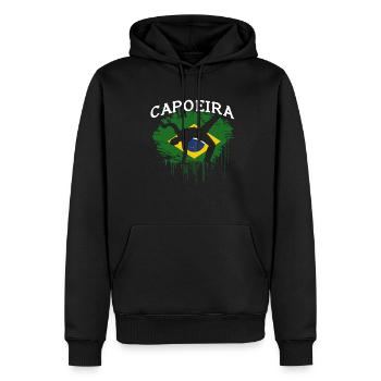 Capoeira Brésil Drapeau - Sweat à capuche Premium bio Homme - noir - Devant - Nico (187cm)