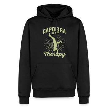 La capoeira est ma thérapie - Sweat à capuche Premium bio Homme - noir - Devant - Nico (187cm)