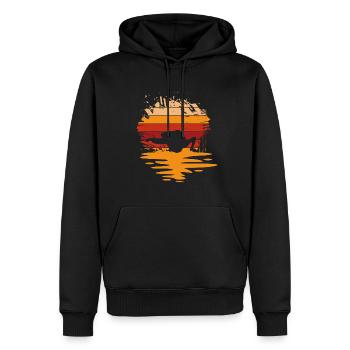 Capoeira Rétro Coucher de soleil - Sweat à capuche Premium bio Homme - noir - Devant - Nico (187cm)