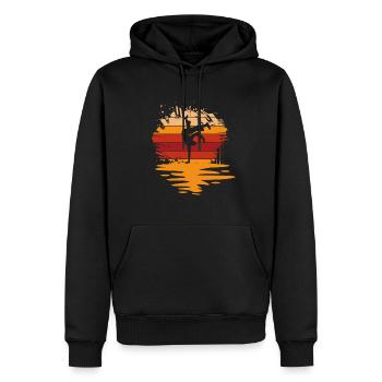 Capoeira Rétro Coucher de soleil - Sweat à capuche Premium bio Homme - noir - Devant - Nico (187cm)