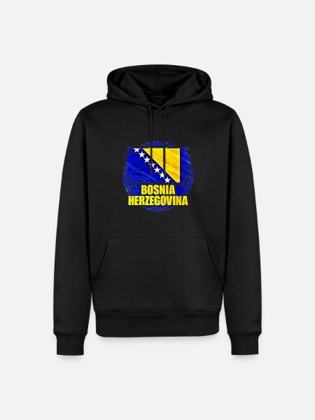 Bosnia ed Erzegovina - Felpa con cappuccio ecologica premium da uomo - nero