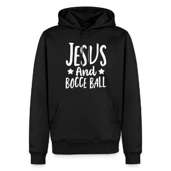 Lyonnaises - Sweat à capuche Premium bio Homme - noir - Devant - Nico (187cm)