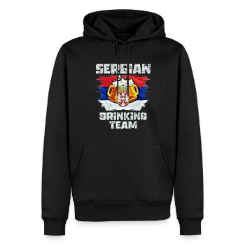 Équipe de beuverie de Serbie - Sweat à capuche Premium bio Homme - noir - Devant - Nico (187cm)