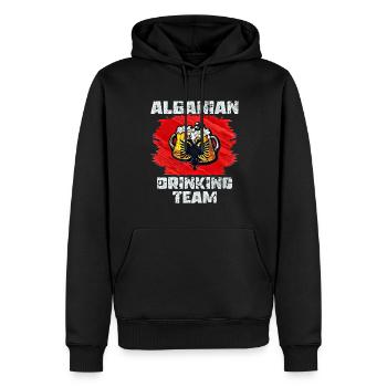 Équipe de beuverie d’Albanie - Sweat à capuche Premium bio Homme - noir - Devant - Nico (187cm)