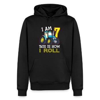 7e anniversaire drôle tracteur cadeau - Sweat à capuche Premium bio Homme - noir - Devant - Nico (187cm)