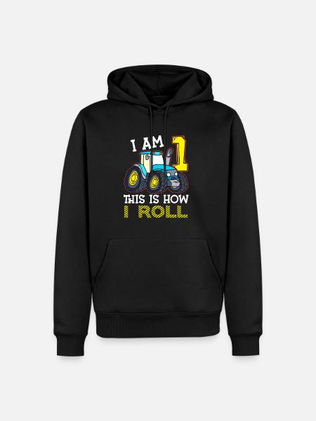1Birthday Funny Tractor Gift - Men’s Premium Organic Hoodie - black