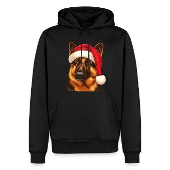 Deutscher Schäferhund Heiligabend - Männer Premium Bio Hoodie - Schwarz - Vorne - Nico (187cm)