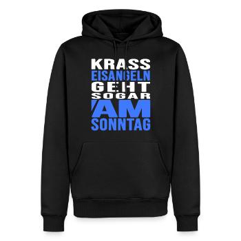 eisangeln angeln eisangler winterfischen Köder - Männer Premium Bio Hoodie - Schwarz - Vorne - Nico (187cm)