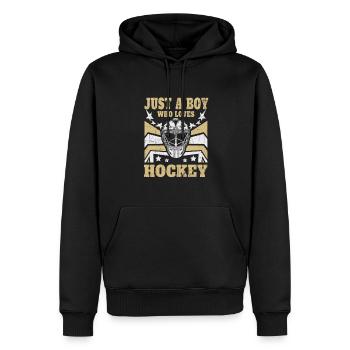 Hockey sur glace Hockey - Juste un garçon qui aime le hockey - Sweat à capuche Premium bio Homme - noir - Devant - Nico (187cm)