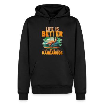 känguru - Männer Premium Bio Hoodie - Schwarz - Vorne - Nico (187cm)