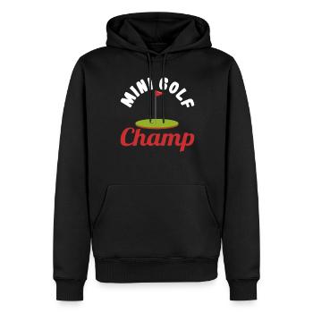 Geschenk für Minigolfspieler - Männer Premium Bio Hoodie - Schwarz - Vorne - Nico (187cm)