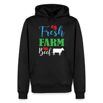 Fresh Farm Beef - Männer Premium Bio Hoodie - Schwarz - Vorne - Nico (187cm)