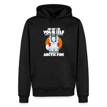 Niedliches Polarfuchs-Geschenk - Männer Premium Bio Hoodie - Schwarz - Vorne - Nico (187cm)