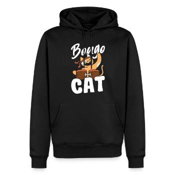 Bongo-Katzen-Geschenk - Männer Premium Bio Hoodie - Schwarz - Vorne - Nico (187cm)