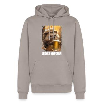 Lecker Bierchen Igel - Männer Premium Bio Hoodie - Taupe - Vorne - Nico (187cm)