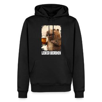 Taupe à la bière délicieuse - Sweat à capuche Premium bio Homme - noir - Devant - Nico (187cm)