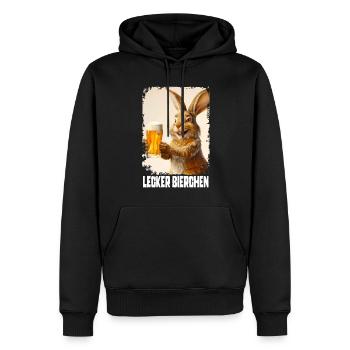 Lapin à la bière délicieuse - Sweat à capuche Premium bio Homme - noir - Devant - Nico (187cm)