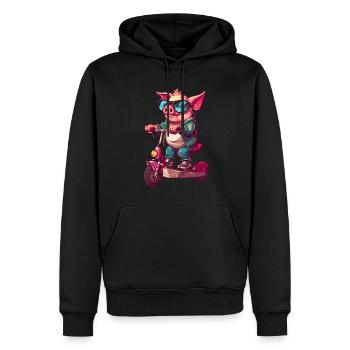 Rouleaux de porc - Sweat à capuche Premium bio Homme - noir - Devant - Nico (187cm)