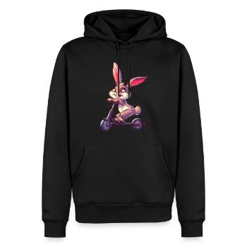 Rouleau de lapin - Sweat à capuche Premium bio Homme - noir - Devant - Nico (187cm)