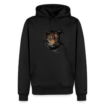 Tigre - Sweat à capuche Premium bio Homme - noir - Devant - Nico (187cm)