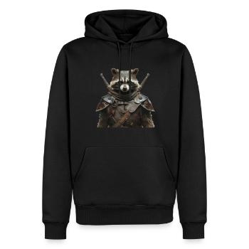 Chevalier raton laveur médiéval - Sweat à capuche Premium bio Homme - noir - Devant - Nico (187cm)