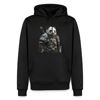 Panda Chevalier Moyen Âge - Sweat à capuche Premium bio Homme - noir - Devant - Nico (187cm)