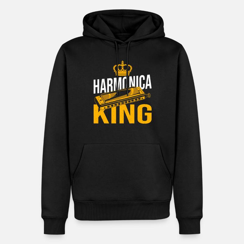 Playing Harmonica Gift - Men’s Premium Organic Hoodie - black