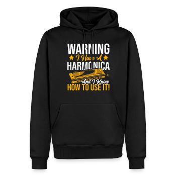 Playing Harmonica Gift - Men’s Premium Organic Hoodie - black - Front - Nico (187cm)