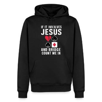 Cadeau pour le jeu de cartes Bridge - Sweat à capuche Premium bio Homme - noir - Devant - Nico (187cm)