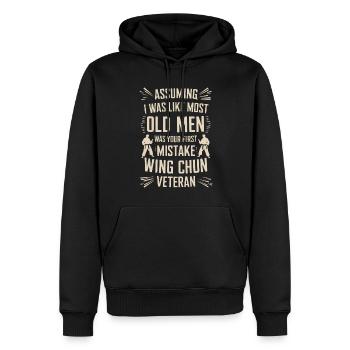 Cadeau d’arts martiaux Wing Chun - Sweat à capuche Premium bio Homme - noir - Devant - Nico (187cm)