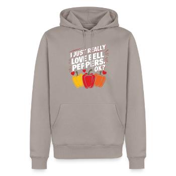 Paprika Geschenk - Männer Premium Bio Hoodie - Taupe - Vorne - Nico (187cm)