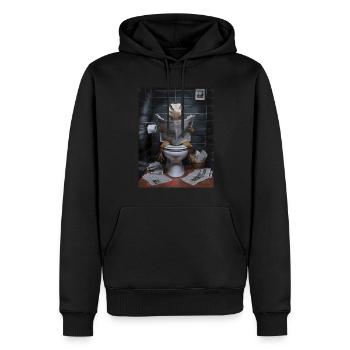 Eidechse Toilette Zeitung lesen Geschenk - Männer Premium Bio Hoodie - Schwarz - Vorne - Nico (187cm)