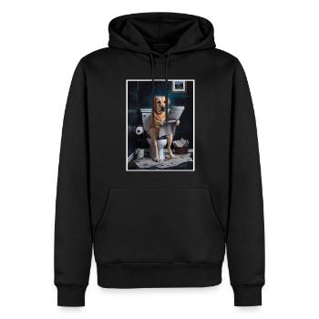 Labrador Toilette Zeitung lesen Geschenk - Männer Premium Bio Hoodie - Schwarz - Vorne - Nico (187cm)