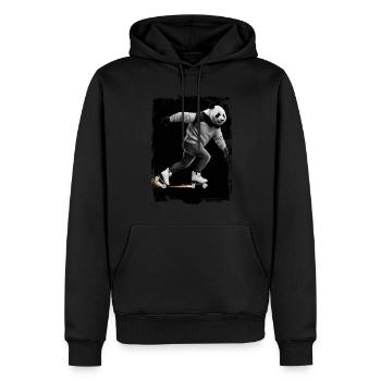 Panda Skaten Geschenk - Männer Premium Bio Hoodie - Schwarz - Vorne - Nico (187cm)