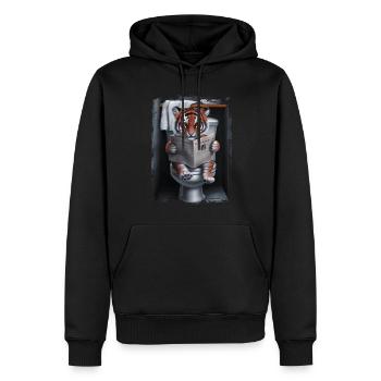 Tigertoilette Geschenk - Männer Premium Bio Hoodie - Schwarz - Vorne - Nico (187cm)