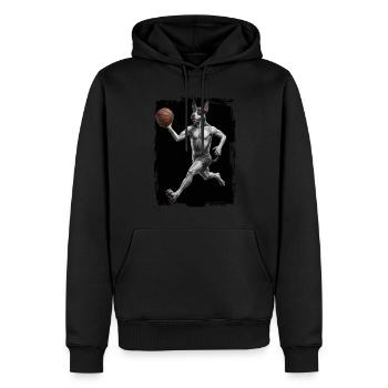 Hund spielt Basketball Geschenk - Männer Premium Bio Hoodie - Schwarz - Vorne - Nico (187cm)