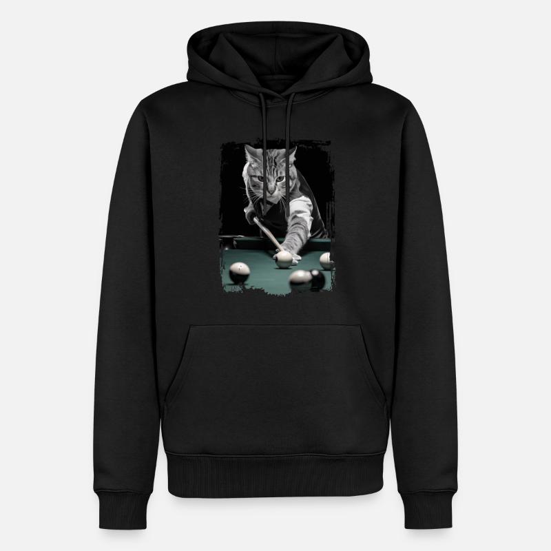 Katze spielt Billard Geschenk - Männer Premium Bio Hoodie - Schwarz