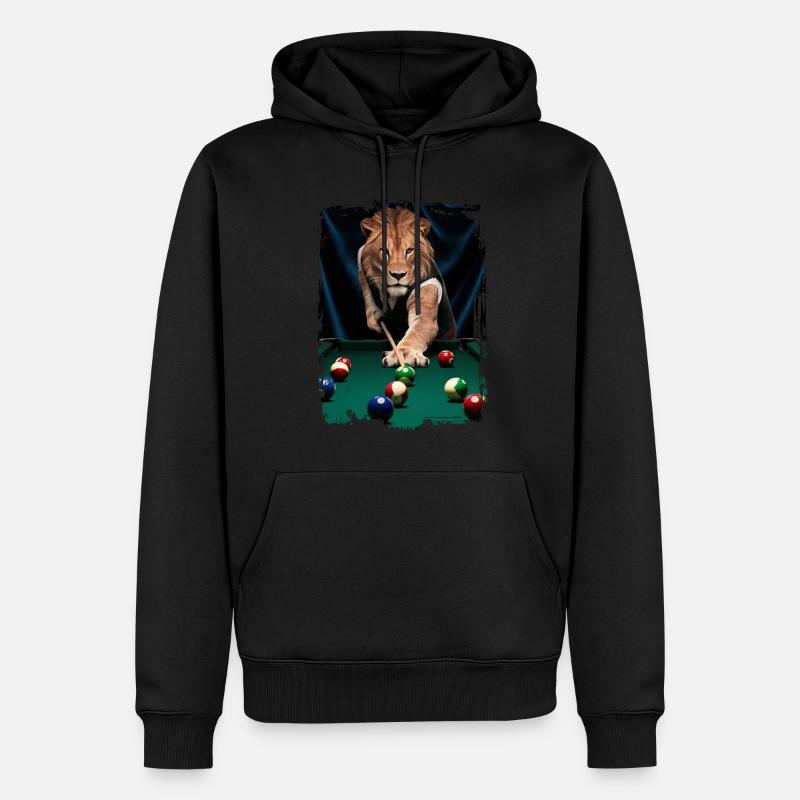 Löwe spielt Billard Geschenk - Männer Premium Bio Hoodie - Schwarz