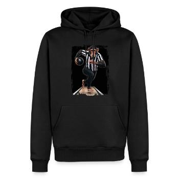 Schimpanse spielt Bowling Geschenk - Männer Premium Bio Hoodie - Schwarz - Vorne - Nico (187cm)