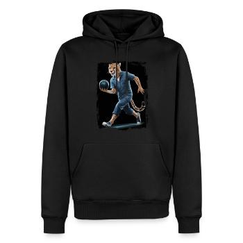 Gepard spielt Bowling Geschenk - Männer Premium Bio Hoodie - Schwarz - Vorne - Nico (187cm)