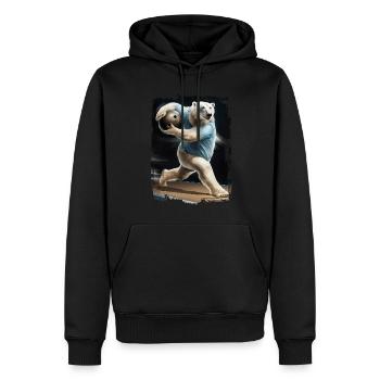 Eisbär spielt Bowling Geschenk - Männer Premium Bio Hoodie - Schwarz - Vorne - Nico (187cm)