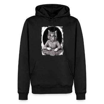 Katze spielt Puzzle Geschenk - Männer Premium Bio Hoodie - Schwarz - Vorne - Nico (187cm)