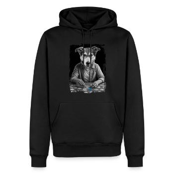 Hund spielt Puzzle Geschenk - Männer Premium Bio Hoodie - Schwarz - Vorne - Nico (187cm)