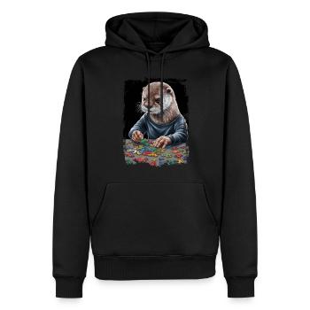 Otter spielt Puzzle Geschenk - Männer Premium Bio Hoodie - Schwarz - Vorne - Nico (187cm)