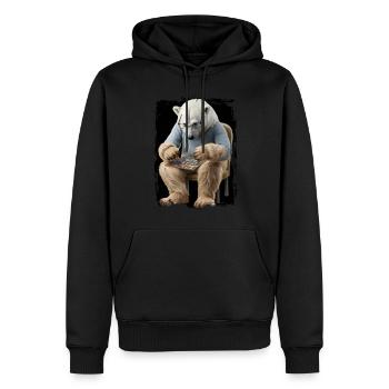 Eisbär spielt Puzzle Geschenk - Männer Premium Bio Hoodie - Schwarz - Vorne - Nico (187cm)