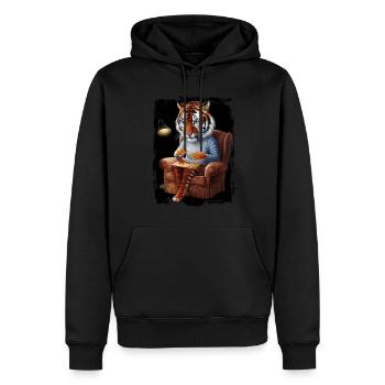 Tiger spielt Puzzle Geschenk - Männer Premium Bio Hoodie - Schwarz - Vorne - Nico (187cm)